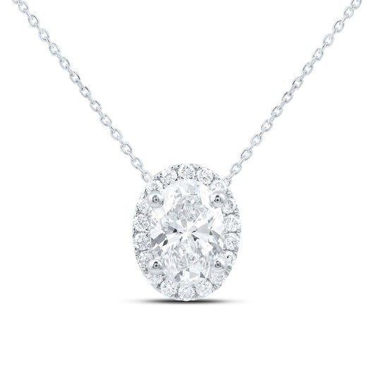 14K Yellow Or White Gold 2 Cttw Lab Grown Diamond Fashion Oval Necklace (18 Inch)