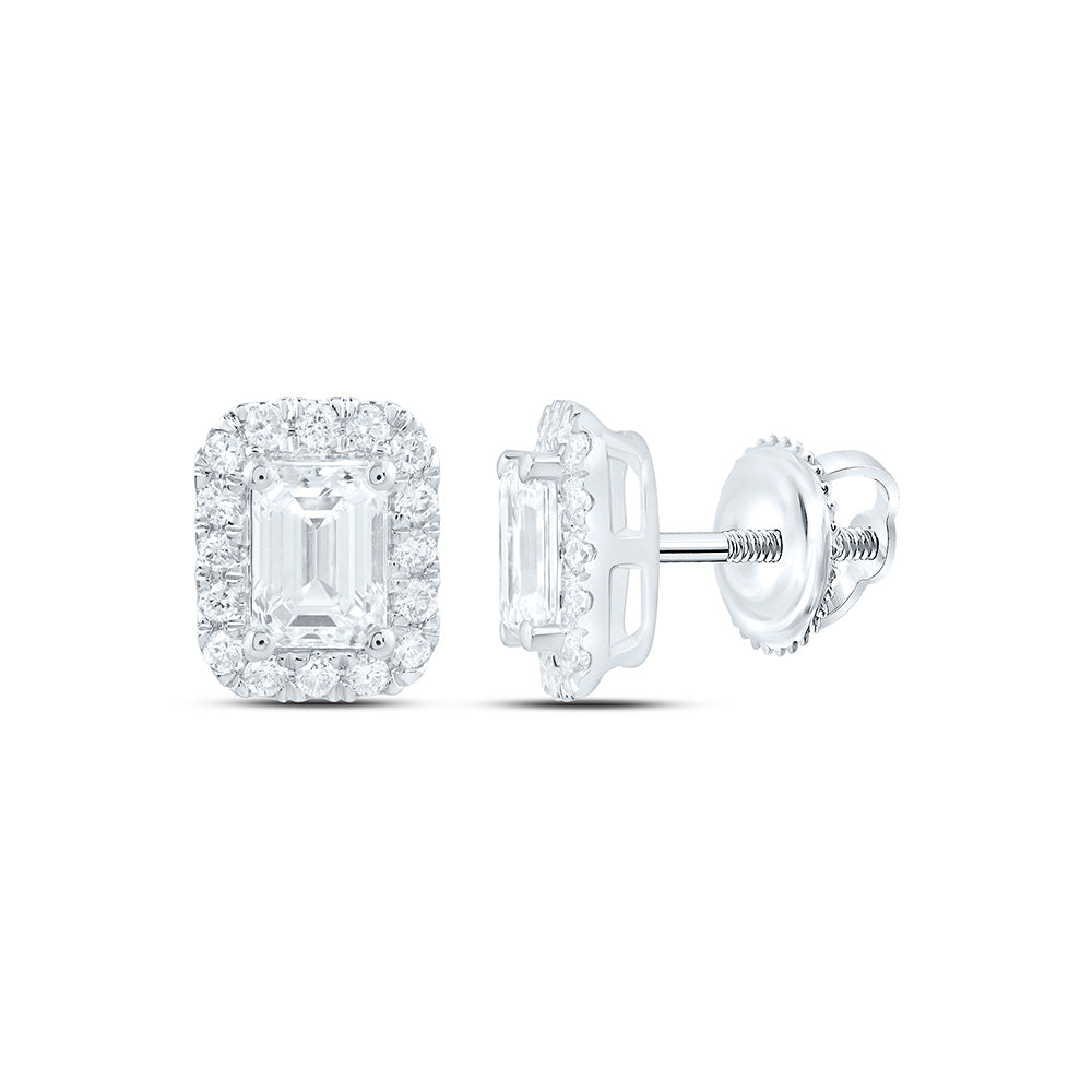 14K Yellow Or White Gold 1 7/8 Cttw Lab Grown Diamond Fashion Emerald Earring