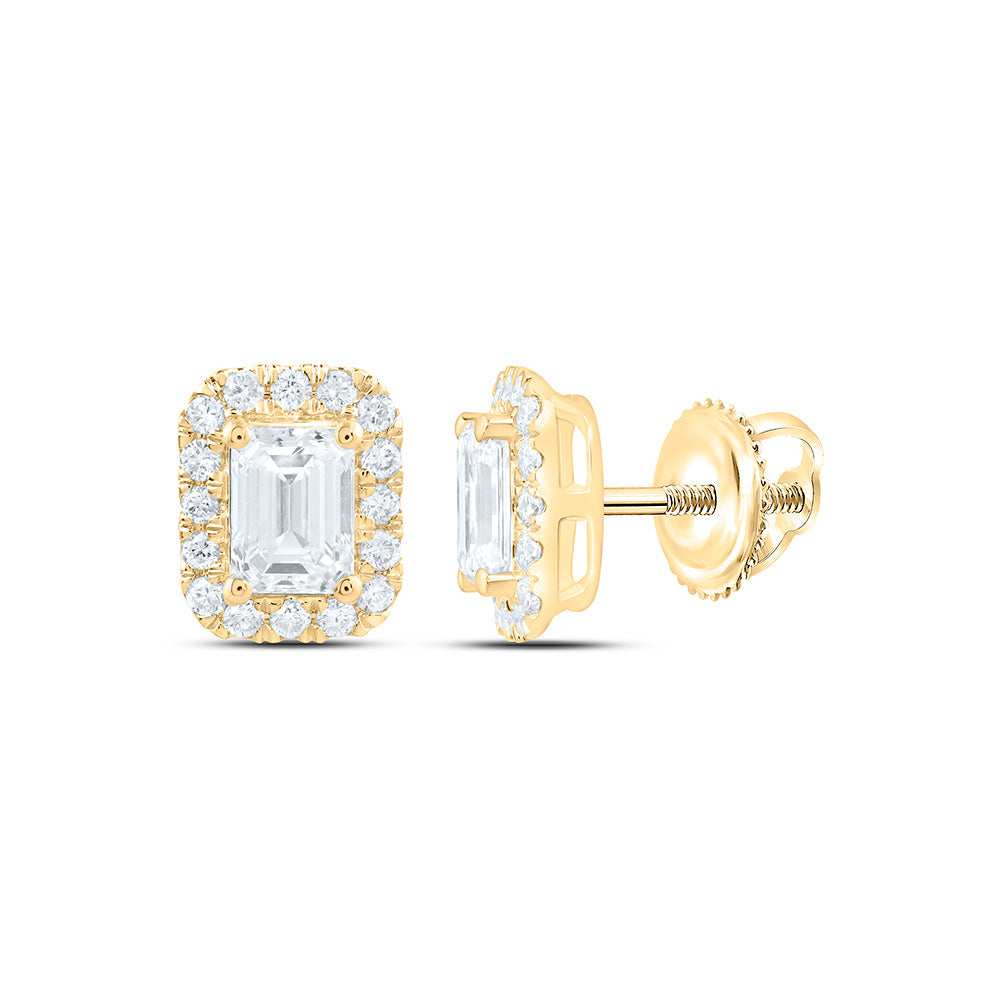 14K Yellow Or White Gold 1 7/8 Cttw Lab Grown Diamond Fashion Emerald Earring