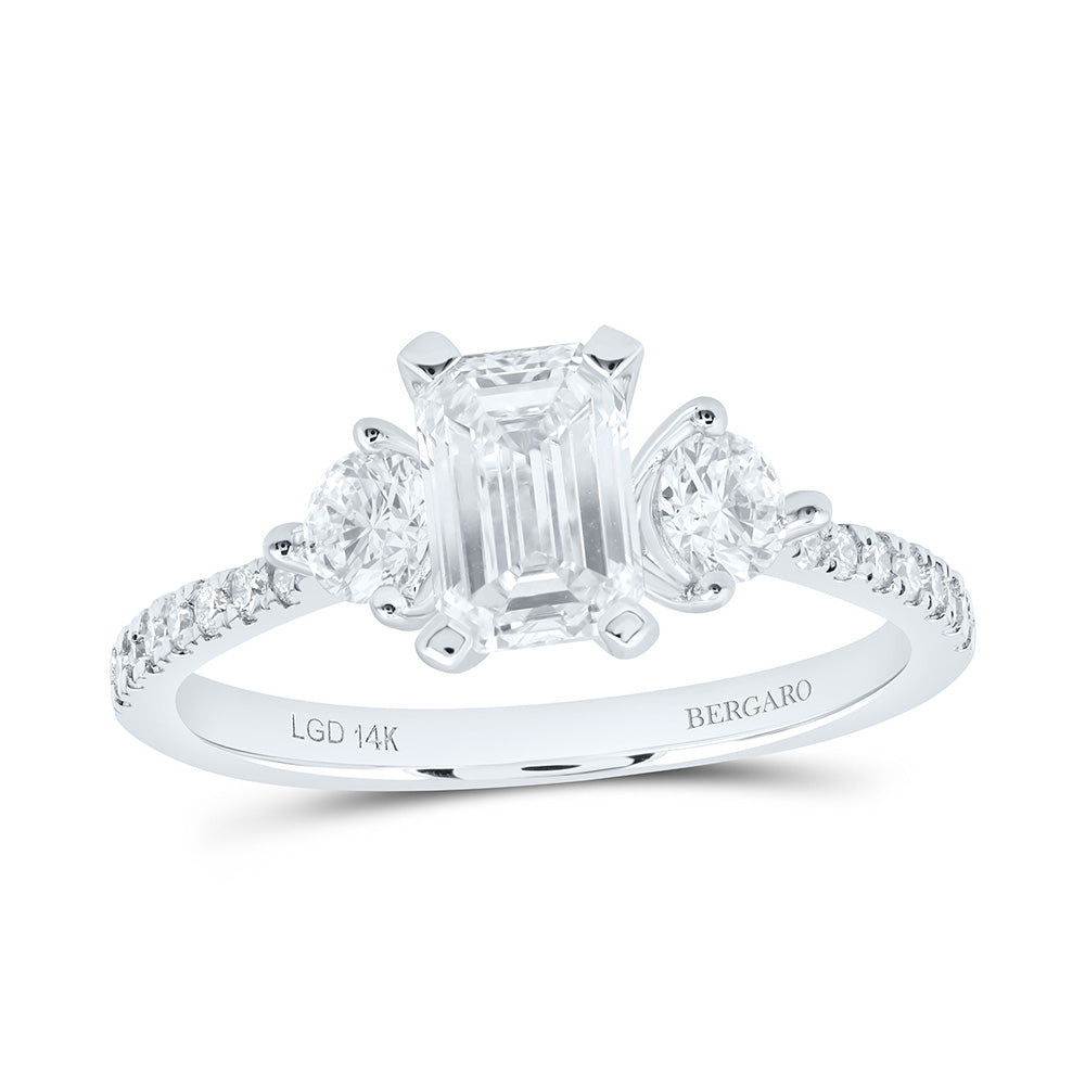 14K Yellow Or White Gold 1 1/2 Cttw Lab Grown Diamond, 1 Cttw Center Emerald Engagement Ring