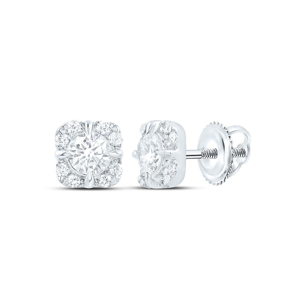 14K Yellow Or White Gold 1/2 Cttw Lab Grown Diamond Fashion Cushion Earring