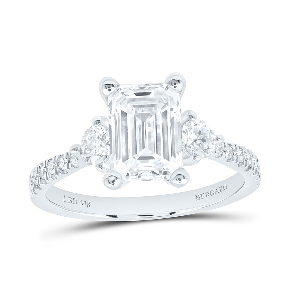 14K Yellow Or White Gold 2 5/8 Cttw Lab Grown Diamond, 2 Cttw Center Emerald Engagement Ring