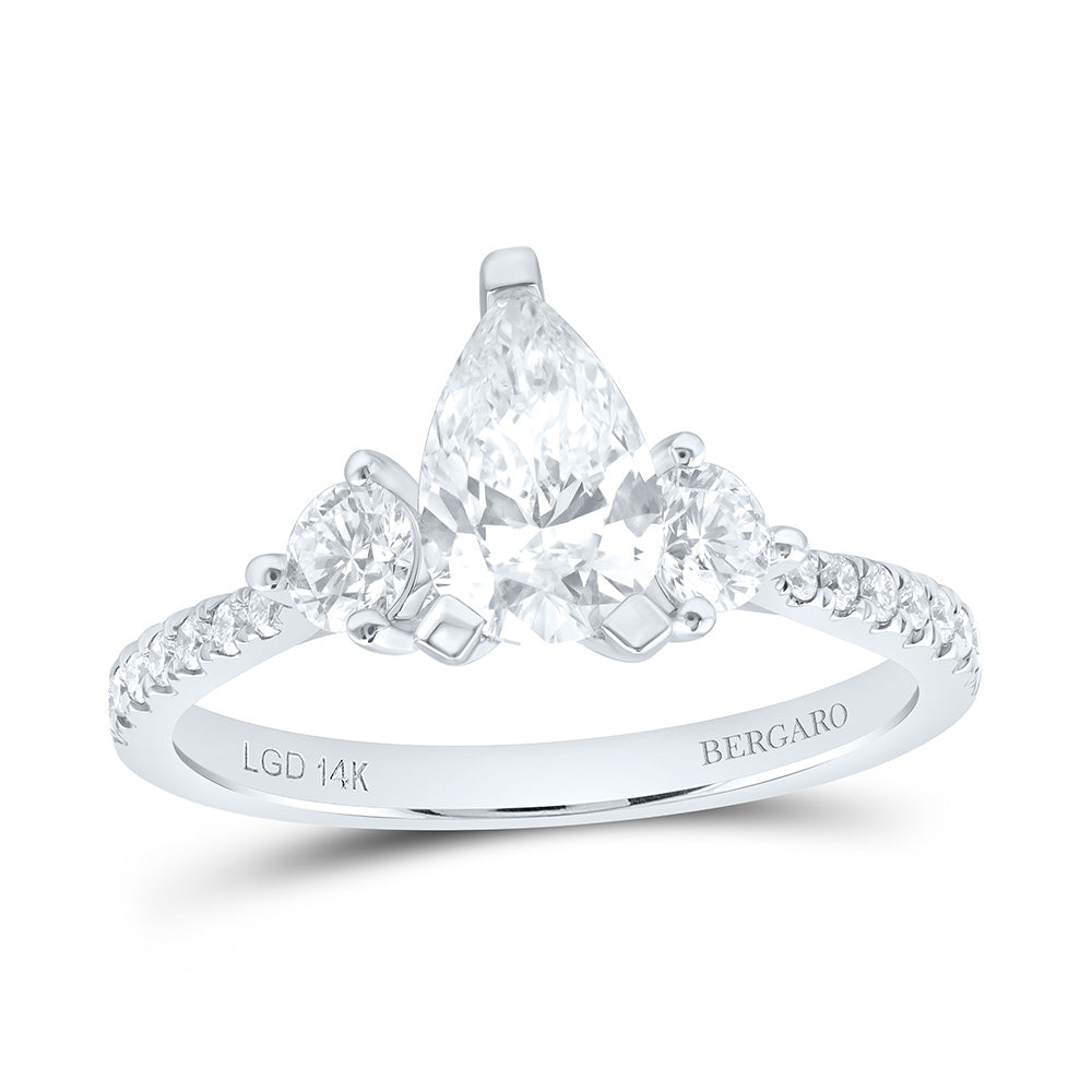 14K Yellow Or White Gold 1 1/2 Cttw Lab Grown Diamond, 1 Cttw Center Pear Engagement Ring