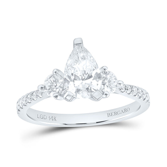 14K Yellow Or White Gold 1 1/2 Cttw Lab Grown Diamond, 1 Cttw Center Pear Engagement Ring