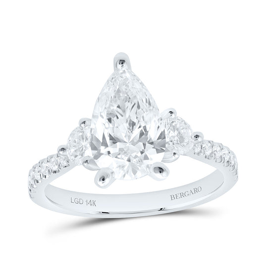 14K Yellow Or White Gold 2 5/8 Cttw Lab Grown Diamond, 2 Cttw Center Pear Engagement Ring