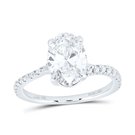 14K Yellow Or White Gold 2 1/3 Cttw Lab Grown Diamond 2 Cttw Center Oval Engagement Ring
