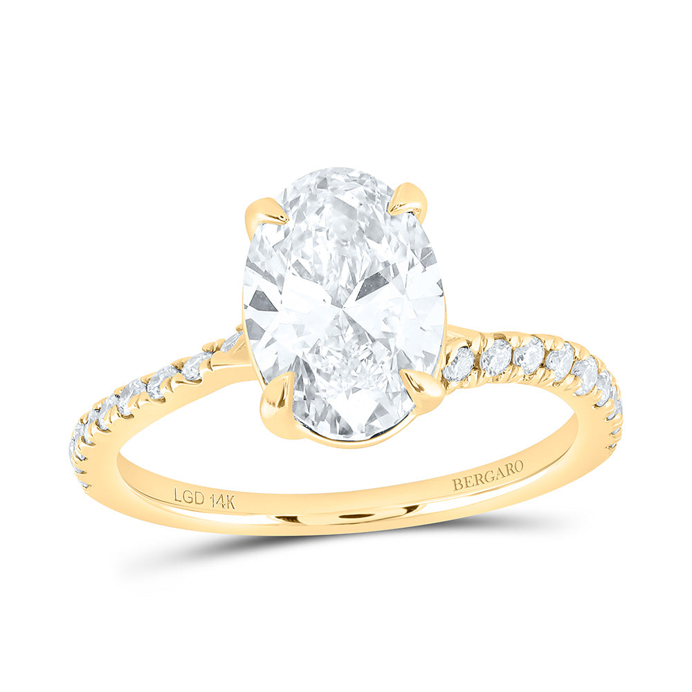 14K Yellow Or White Gold 2 1/3 Cttw Lab Grown Diamond 2 Cttw Center Oval Engagement Ring
