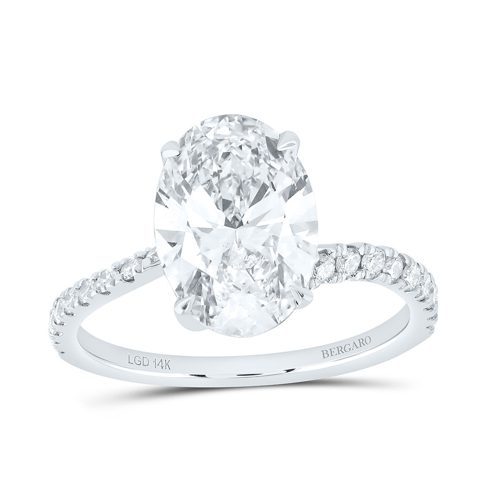 14K Yellow Or White Gold 3 3/8 Cttw Lab Grown Diamond 3 Cttw Center Oval Engagement Ring