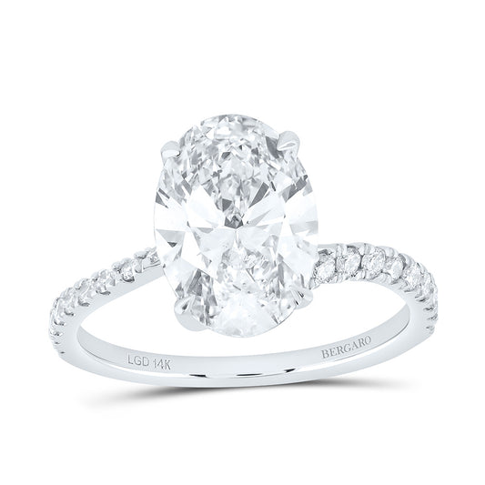 14K Yellow Or White Gold 3 3/8 Cttw Lab Grown Diamond 3 Cttw Center Oval Engagement Ring