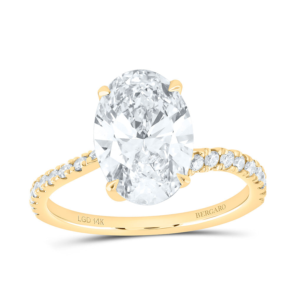 14K Yellow Or White Gold 3 3/8 Cttw Lab Grown Diamond 3 Cttw Center Oval Engagement Ring