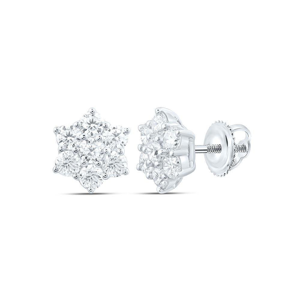 14K Yellow Or White Gold 1 Cttw Lab Grown Diamond Fashion Flower Earring