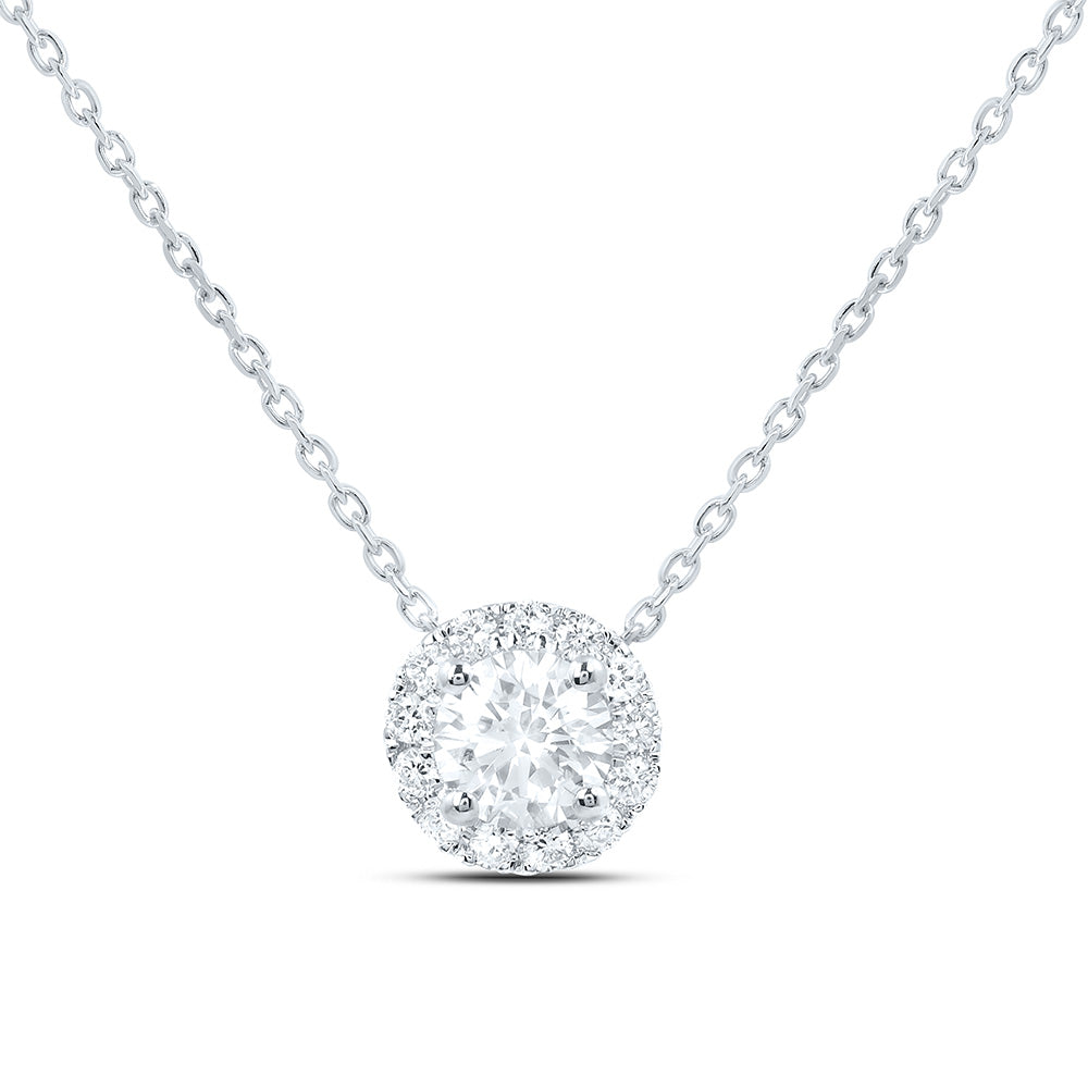 14K Yellow Or White Gold 1/2 Cttw Lab Grown Diamond Fashion Round Necklace (18 Inch)