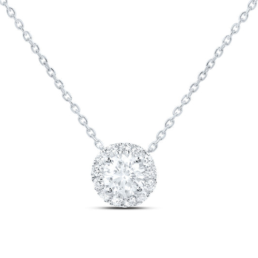 14K Yellow Or White Gold 1/2 Cttw Lab Grown Diamond Fashion Round Necklace (18 Inch)