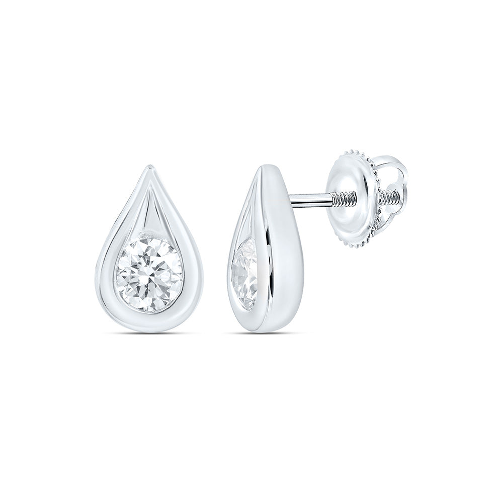 14K Yellow Or White Gold 1/2 Cttw Lab Grown Diamond Fashion Pear Bezel Earring