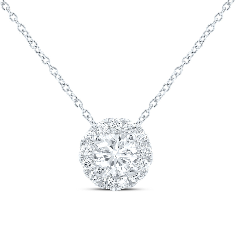 14K Yellow Or White Gold 1 Cttw Lab Grown Diamond Fashion Round Necklace (18 Inch)