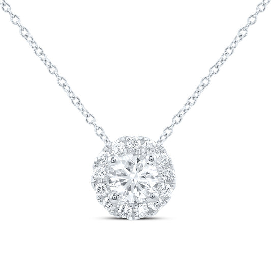 14K Yellow Or White Gold 1 Cttw Lab Grown Diamond Fashion Round Necklace (18 Inch)