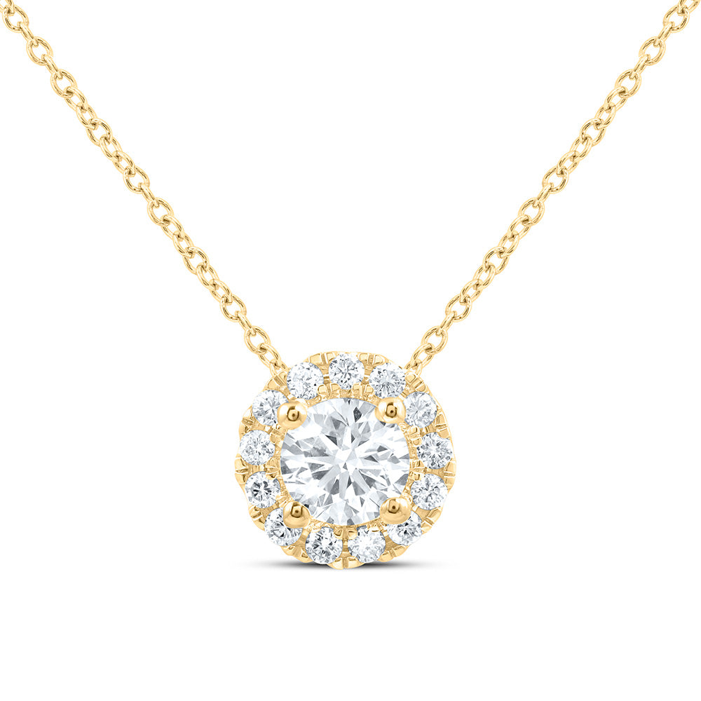 14K Yellow Or White Gold 1 Cttw Lab Grown Diamond Fashion Round Necklace (18 Inch)