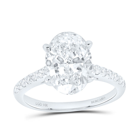 14K Yellow Or White Gold 3 1/3 Cttw Lab Grown Diamond 3 Cttw Center Oval Engagement Ring