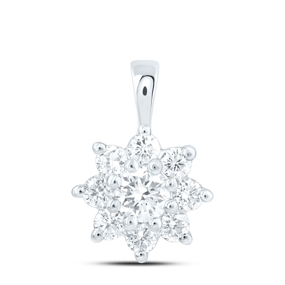 14K Yellow Or White Gold 1/2 Cttw Lab Grown Diamond Fashion Flower Pendant