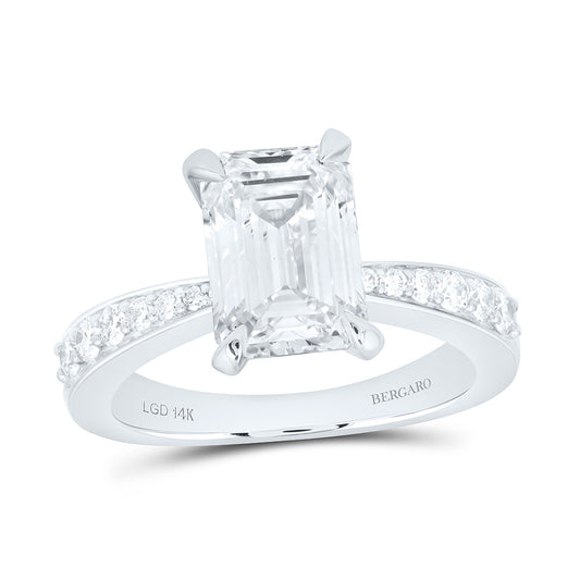 14K Yellow Or White Gold 3 3/8 Cttw Lab Grown Diamond 3 Cttw Center Emerald Engagement Ring