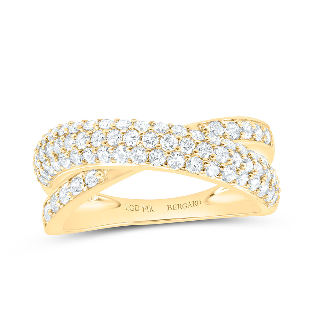 14K Yellow Or White Gold 1 Cttw Lab Grown Diamond Fashion Criss Cross Band