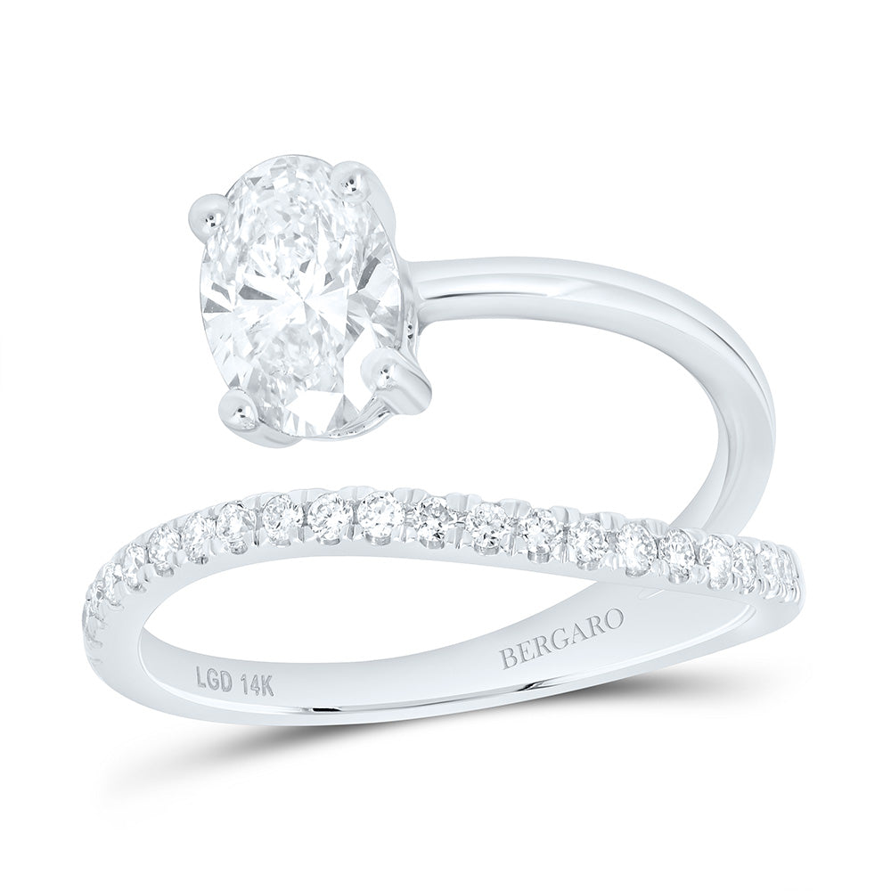 14K Yellow Or White Gold 1 1/5 Cttw Lab Grown Diamond 1 Cttw Center Oval Engagement Ring