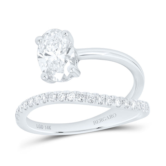 14K Yellow Or White Gold 1 1/5 Cttw Lab Grown Diamond 1 Cttw Center Oval Engagement Ring