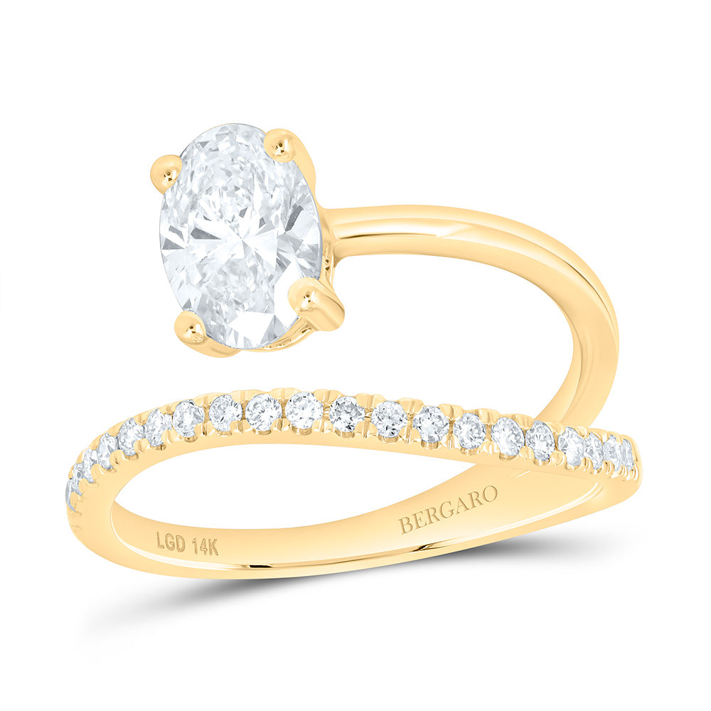 14K Yellow Or White Gold 1 1/5 Cttw Lab Grown Diamond 1 Cttw Center Oval Engagement Ring