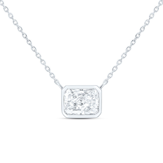 14K Yellow Or White Gold 1 Cttw Lab Grown Diamond Fashion Radiant Bezel Necklace (18 Inch)