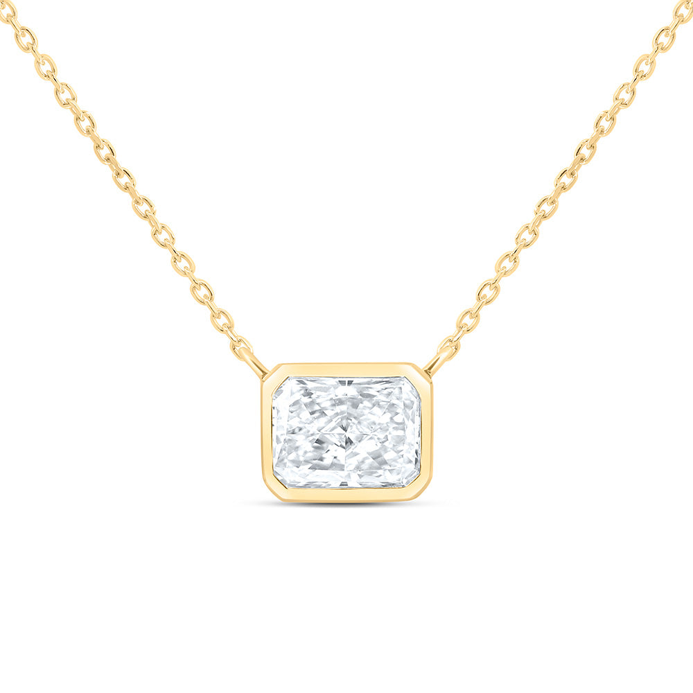 14K Yellow Or White Gold 1 Cttw Lab Grown Diamond Fashion Radiant Bezel Necklace (18 Inch)