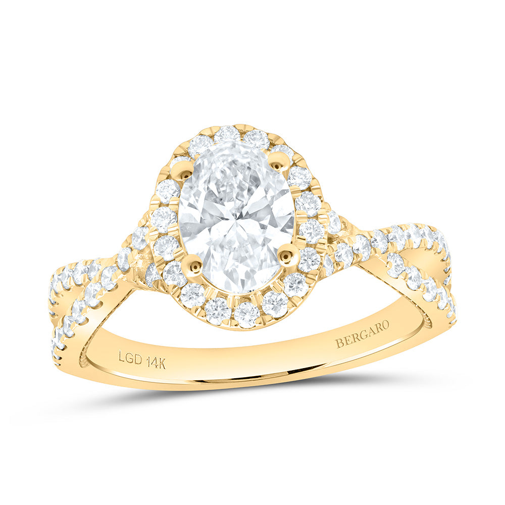 14K Yellow Or White Gold 1 5/8 Cttw Lab Grown Diamond, 1 Cttw Center Oval Engagement Ring