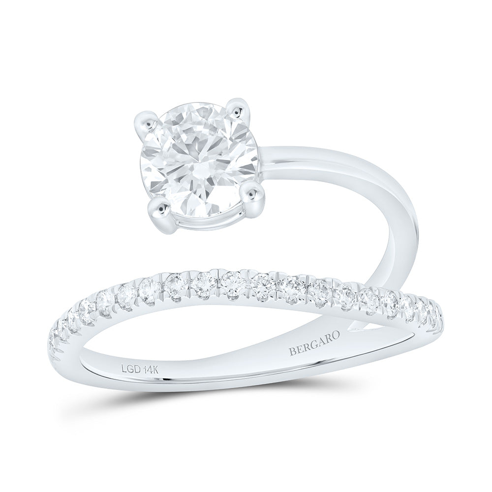 14K Yellow Or White Gold 1 1/5 Cttw Lab Grown Diamond 1 Cttw Center Round Engagement Ring
