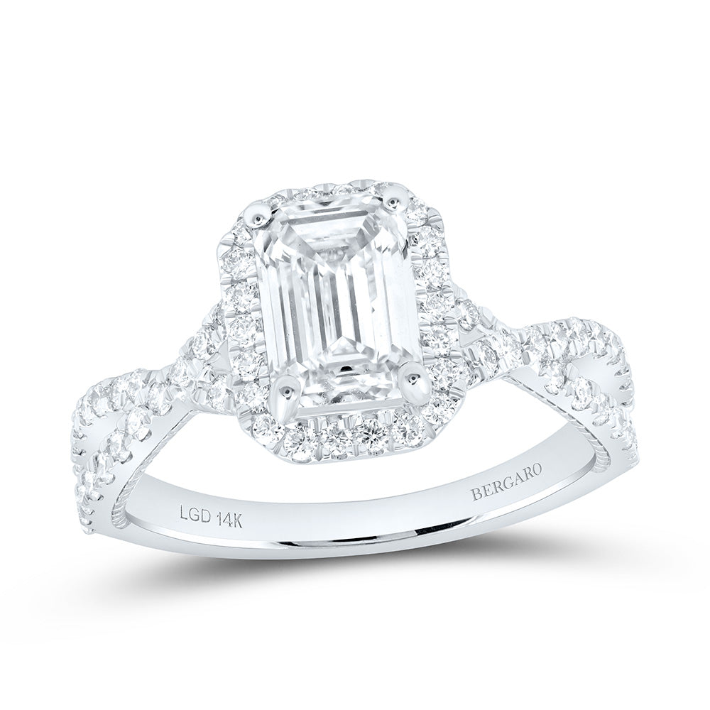 14K Yellow Or White Gold 2 Cttw Lab Grown Diamond, 1 1/2 Cttw Center Emerald Engagement Ring