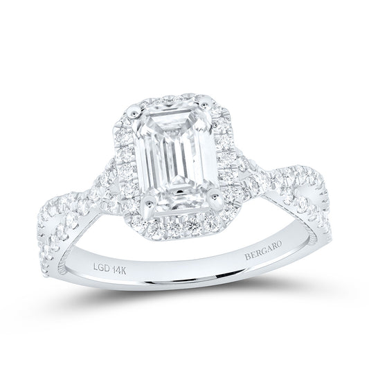 14K Yellow Or White Gold 2 Cttw Lab Grown Diamond, 1 1/2 Cttw Center Emerald Engagement Ring