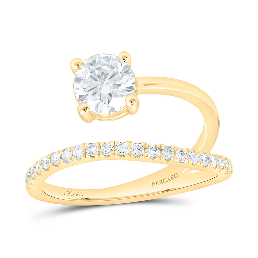 14K Yellow Or White Gold 1 1/5 Cttw Lab Grown Diamond 1 Cttw Center Round Engagement Ring