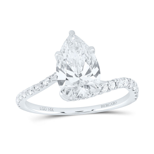 14K Yellow Or White Gold 2 1/3 Cttw Lab Grown Diamond 2 Cttw Center Pear Engagement Ring