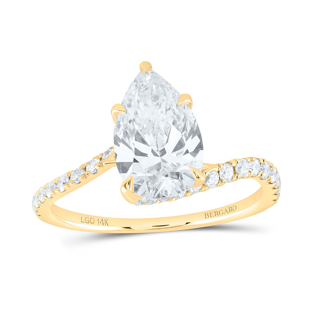 14K Yellow Or White Gold 2 1/3 Cttw Lab Grown Diamond 2 Cttw Center Pear Engagement Ring