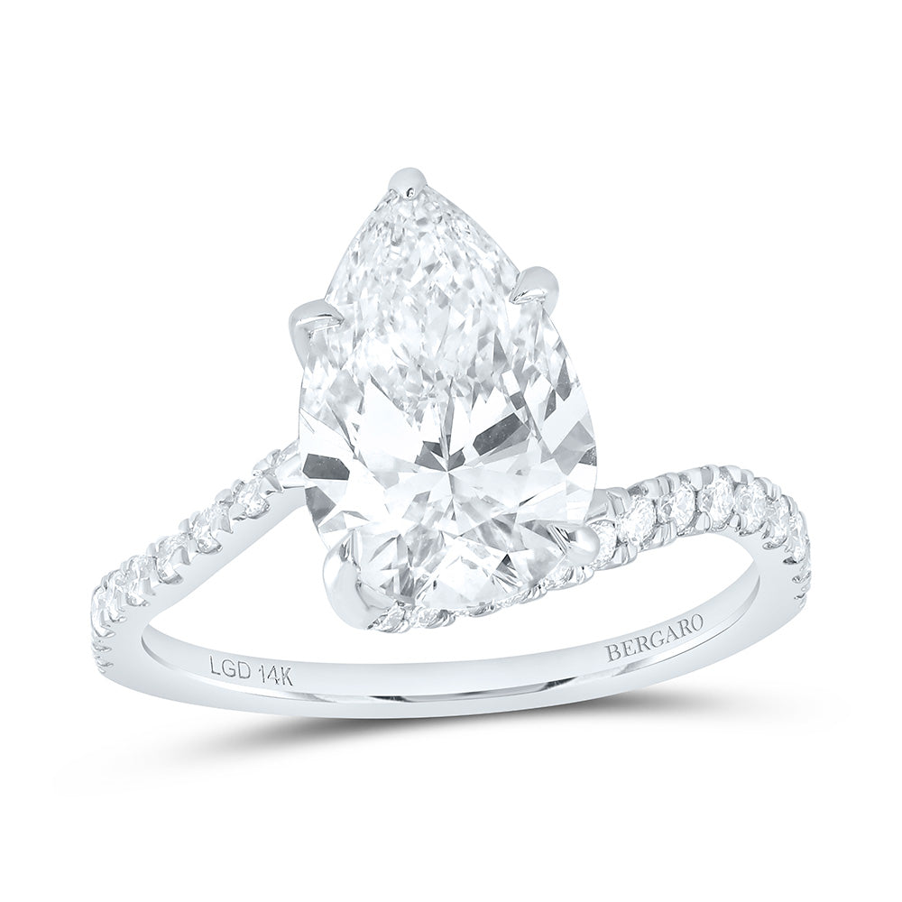 14K Yellow Or White Gold 3 1/3 Cttw Lab Grown Diamond 3 Cttw Center Pear Engagement Ring
