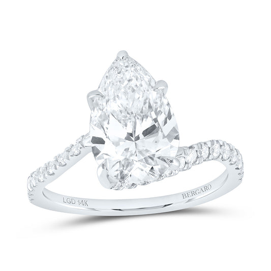 14K Yellow Or White Gold 3 1/3 Cttw Lab Grown Diamond 3 Cttw Center Pear Engagement Ring