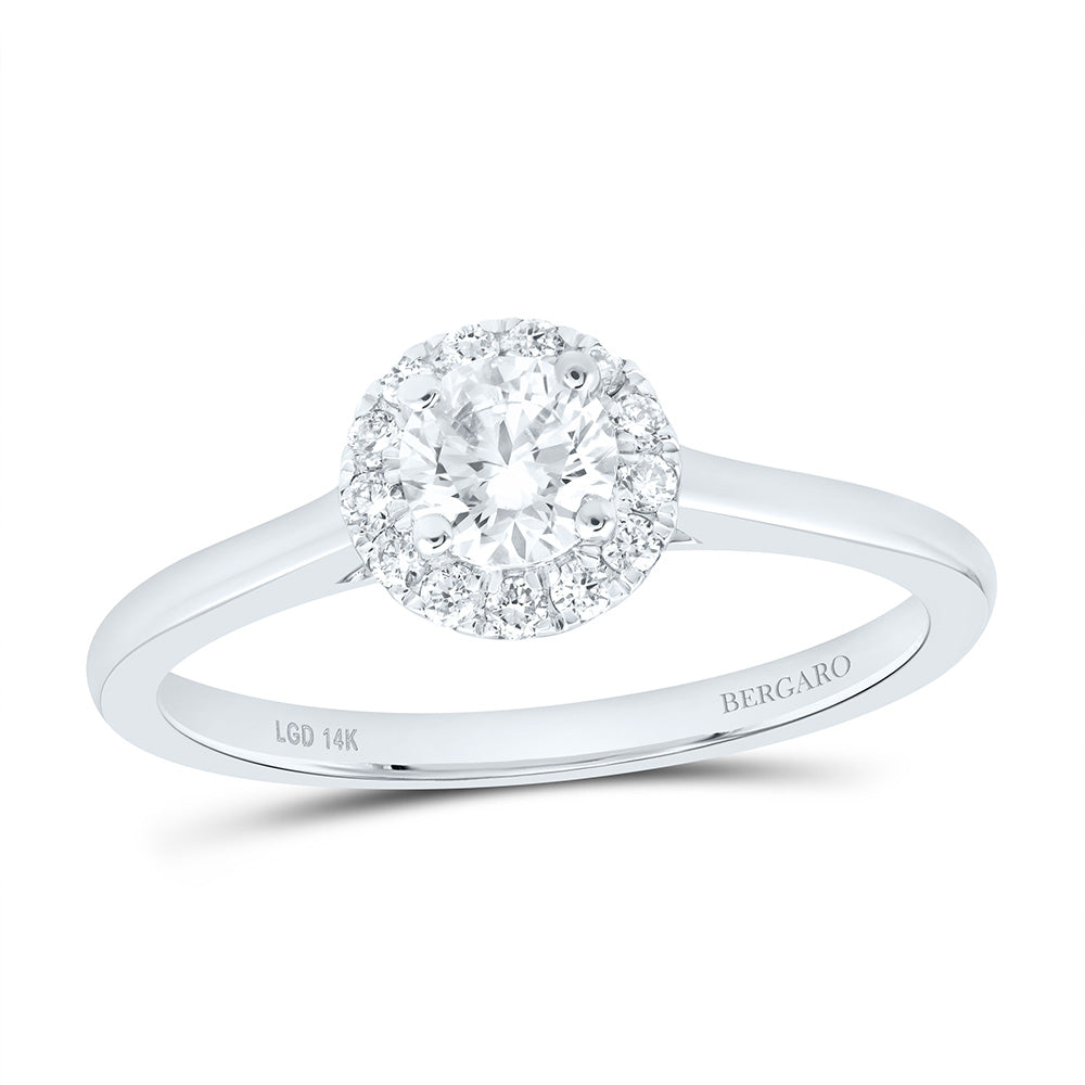 14K Yellow Or White Gold 1/2 Cttw Lab Grown Diamond, 3/8 Cttw Center Round Engagement Ring