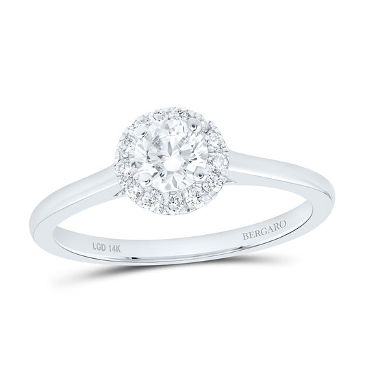 14K Yellow Or White Gold 1/2 Cttw Lab Grown Diamond, 3/8 Cttw Center Round Engagement Ring
