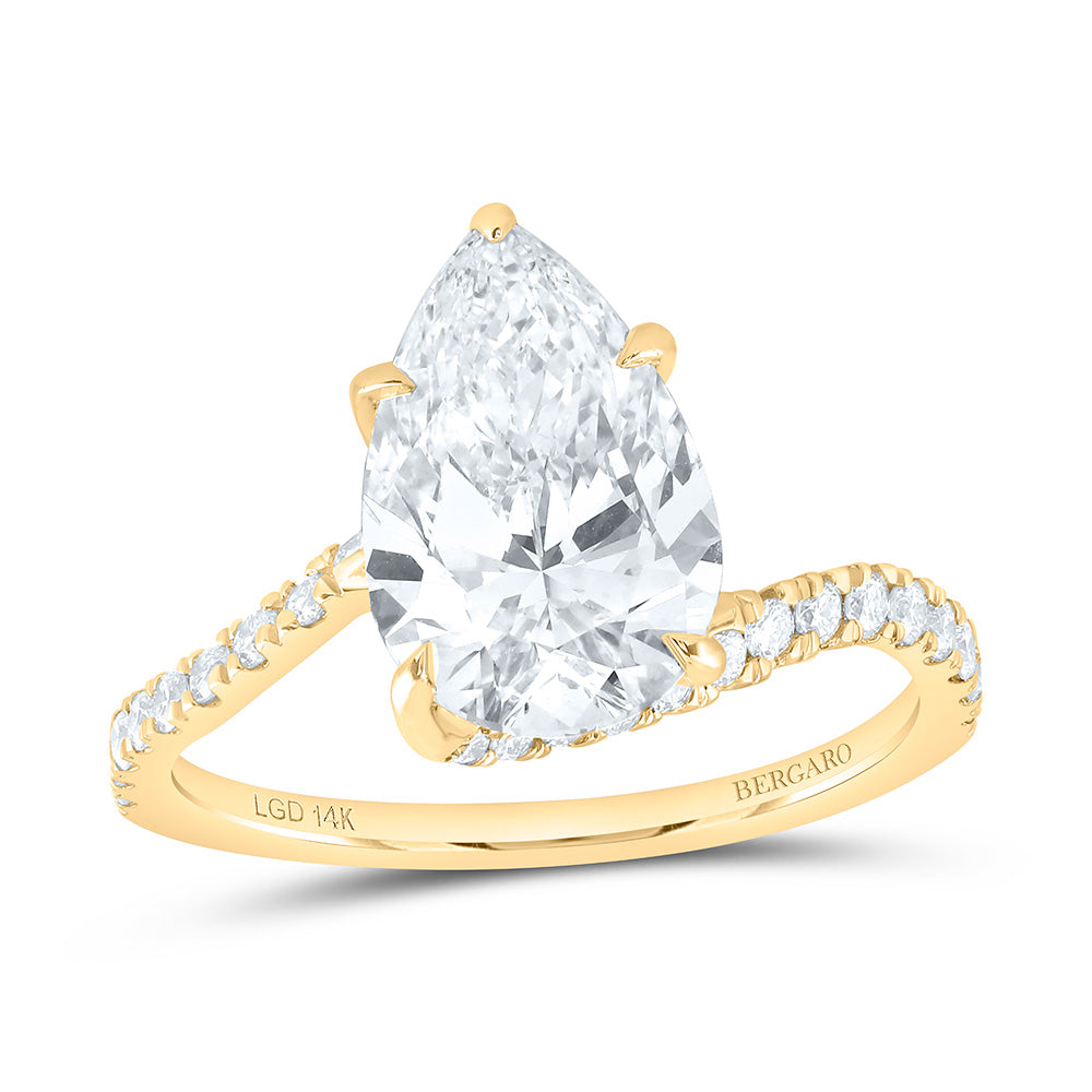 14K Yellow Or White Gold 3 1/3 Cttw Lab Grown Diamond 3 Cttw Center Pear Engagement Ring
