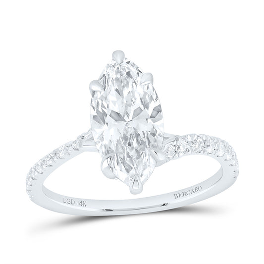 14K Yellow Or White Gold 2 3/8 Cttw Lab Grown Diamond 2 Cttw Center Marquise Engagement Ring