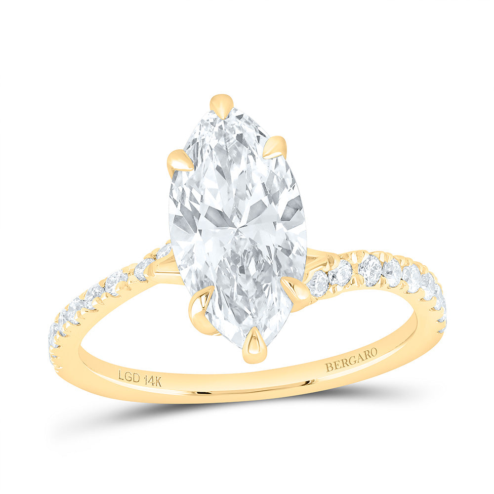 14K Yellow Or White Gold 2 3/8 Cttw Lab Grown Diamond 2 Cttw Center Marquise Engagement Ring