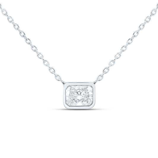 14K Yellow Or White Gold 1/2 Cttw Lab Grown Diamond Fashion Radiant Bezel Necklace (18 Inch)