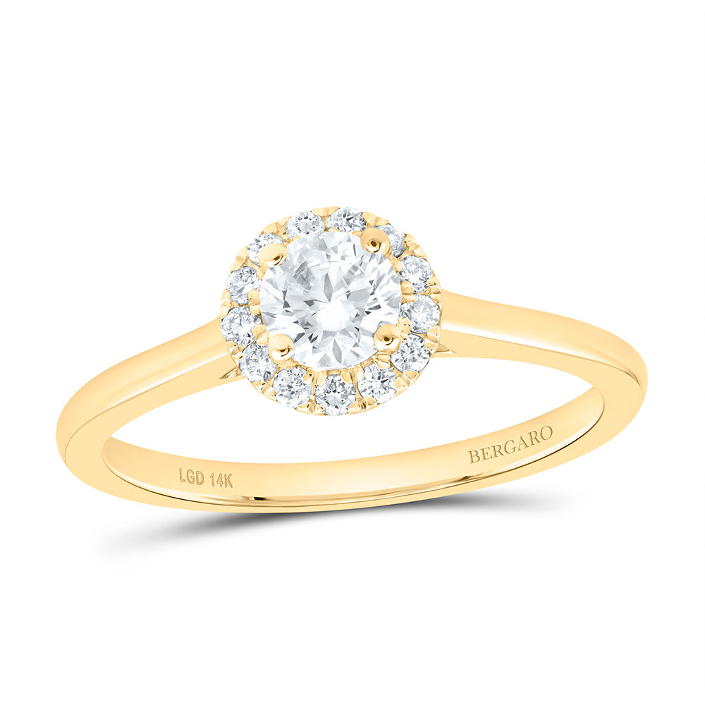 14K Yellow Or White Gold 1/2 Cttw Lab Grown Diamond, 3/8 Cttw Center Round Engagement Ring