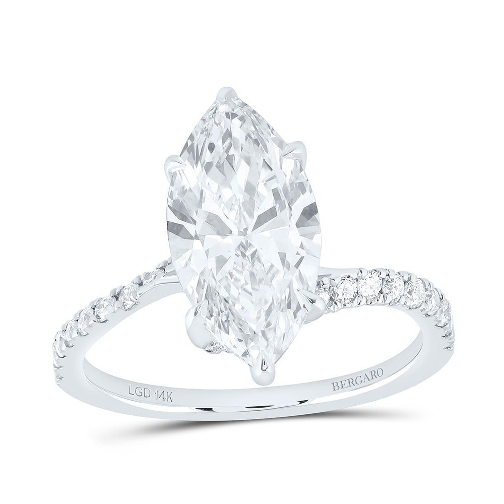 14K Yellow Or White Gold 3 1/3 Cttw Lab Grown Diamond 3 Cttw Center Marquise Engagement Ring