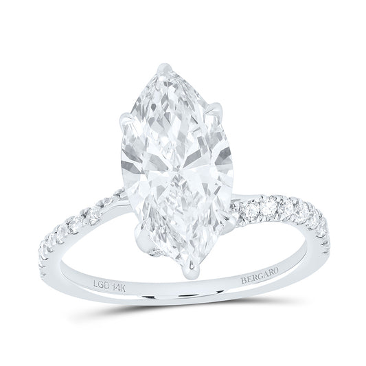 14K Yellow Or White Gold 3 1/3 Cttw Lab Grown Diamond 3 Cttw Center Marquise Engagement Ring