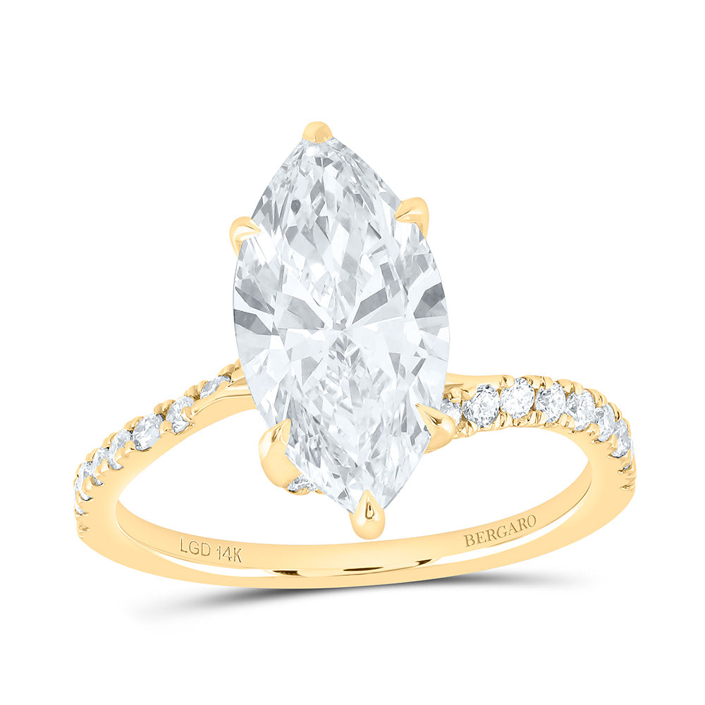 14K Yellow Or White Gold 3 1/3 Cttw Lab Grown Diamond 3 Cttw Center Marquise Engagement Ring
