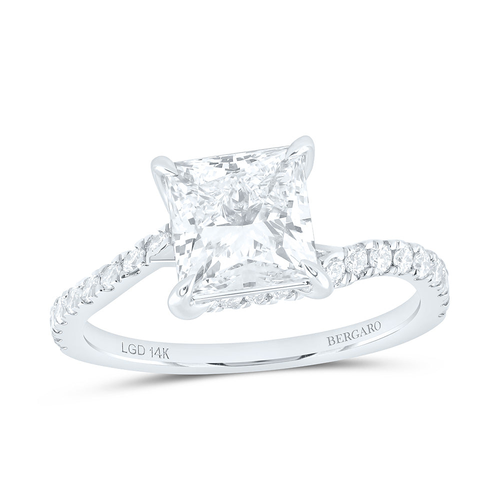 14K Yellow Or White Gold 2 1/3 Cttw Lab Grown Diamond 2 Cttw Center Princess Engagement Ring